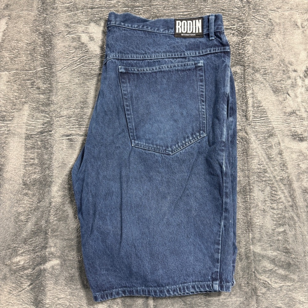 Rodin International‎ By Linda Rodin Denim Shorts Mens 48 Blue Dark Wash Relaxed